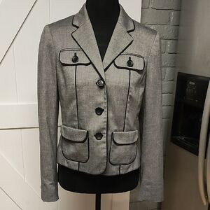 LOFT Gray Blazer with Black Accents